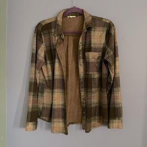 Maurices Brown Flannel button down shirt shacket M